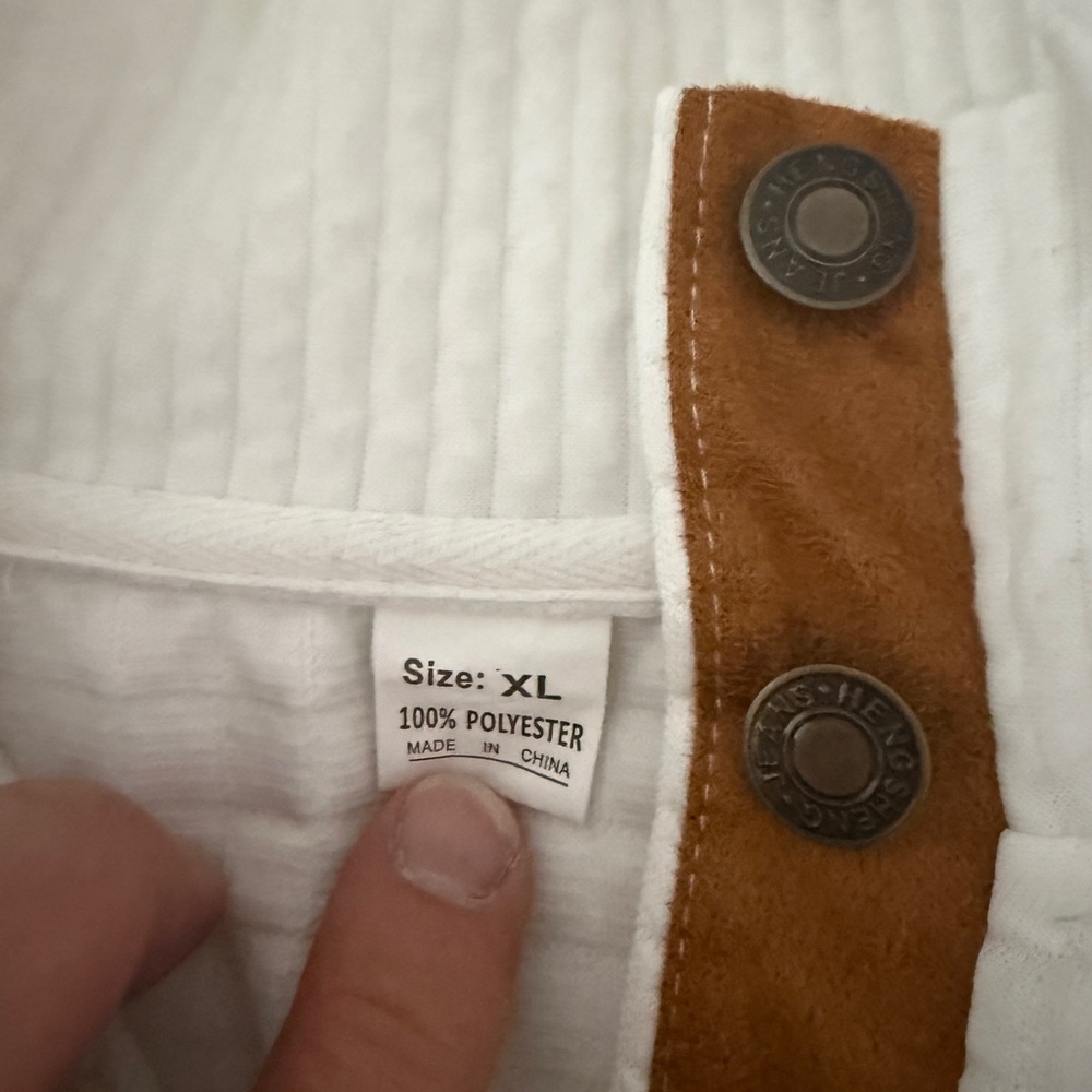 White and Brown Buttoned Garment